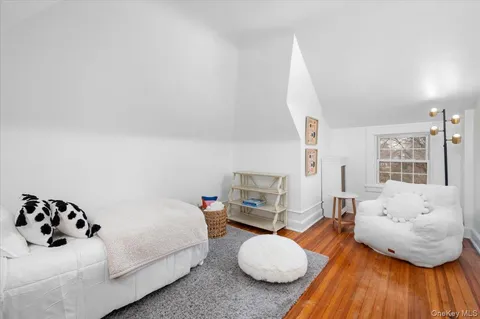 a bedroom with furniture and a wooden floor