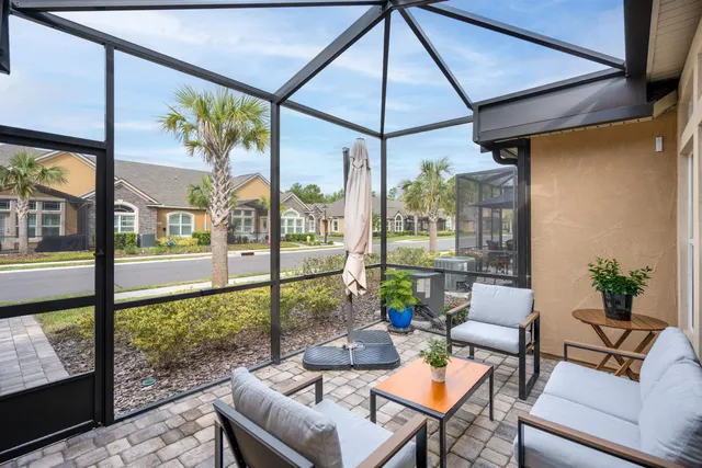 a outdoor living space with furniture