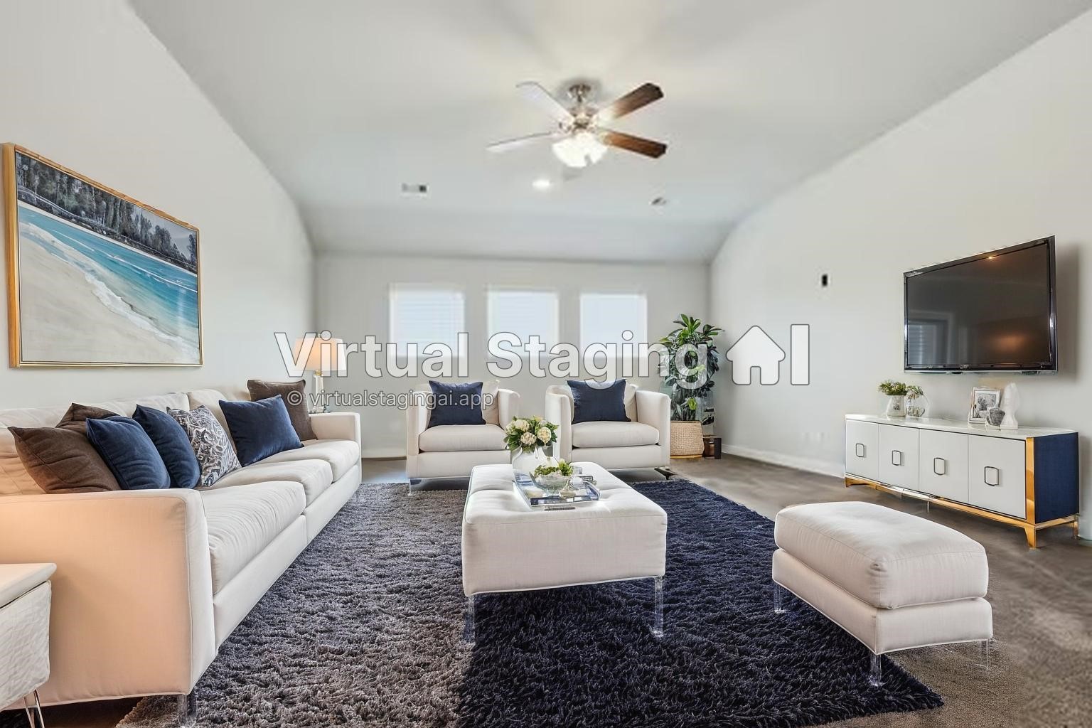 24714 Longwood Forest Drive Spring, TX 77373 - Photo 15 of 21 This living room is bright and spacious, featuring modern furnishings with a neutral color palette. It includes a comfortable seating arrangement, a large TV, and stylish decor. The room is well-lit with natural light from multiple windows, creating a welcoming atmosphere.