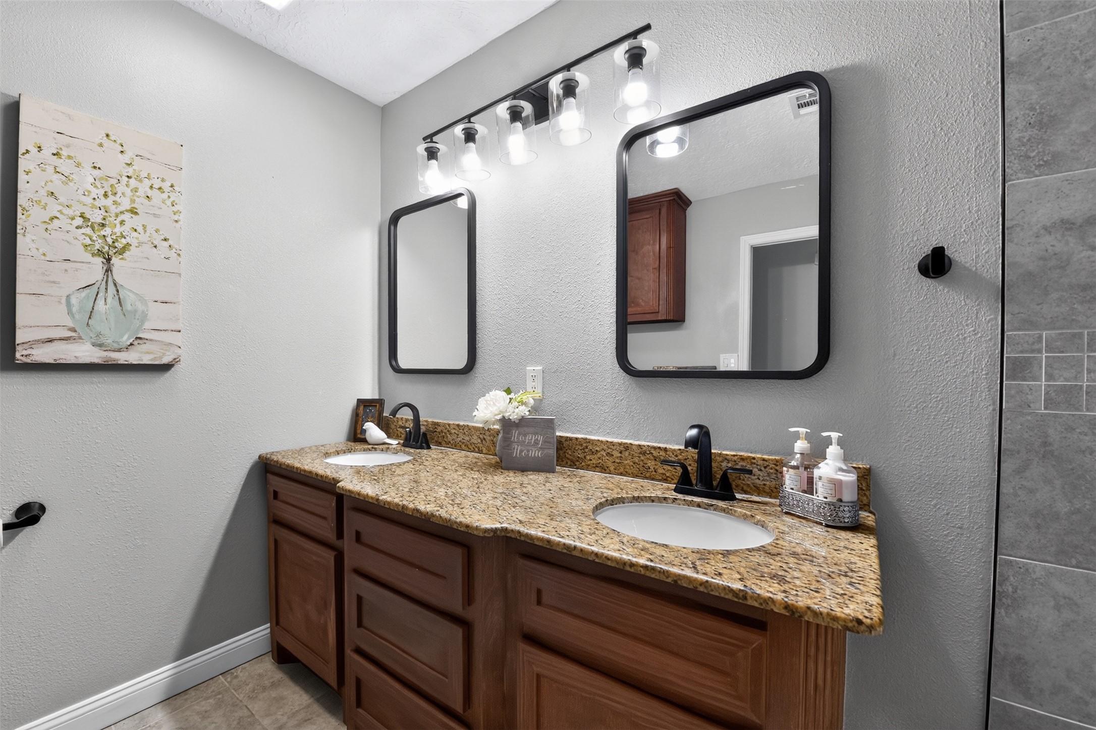 10407 Winding Trail Road La Porte, TX 77571 - Photo 28 of 40 Updated vanity area with granite countertops and modern fixtures