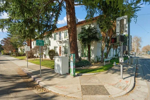 a view of a park with tree s