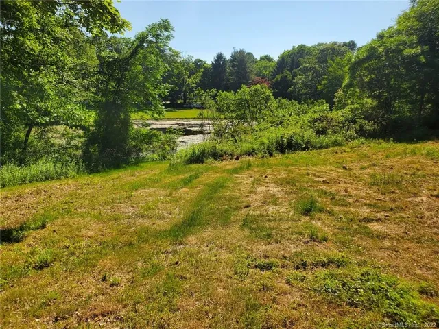a view of a large yard with lots of green space