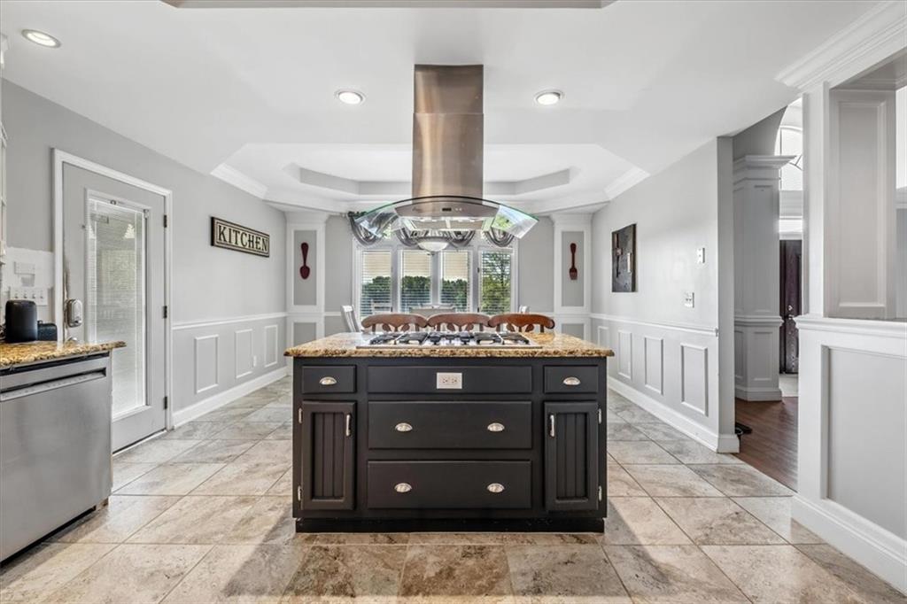 231 Gordon Road Cedartown, GA 30125 - Photo 10 of 49 a spacious bathroom with a granite countertop sink a mirror and a shower
