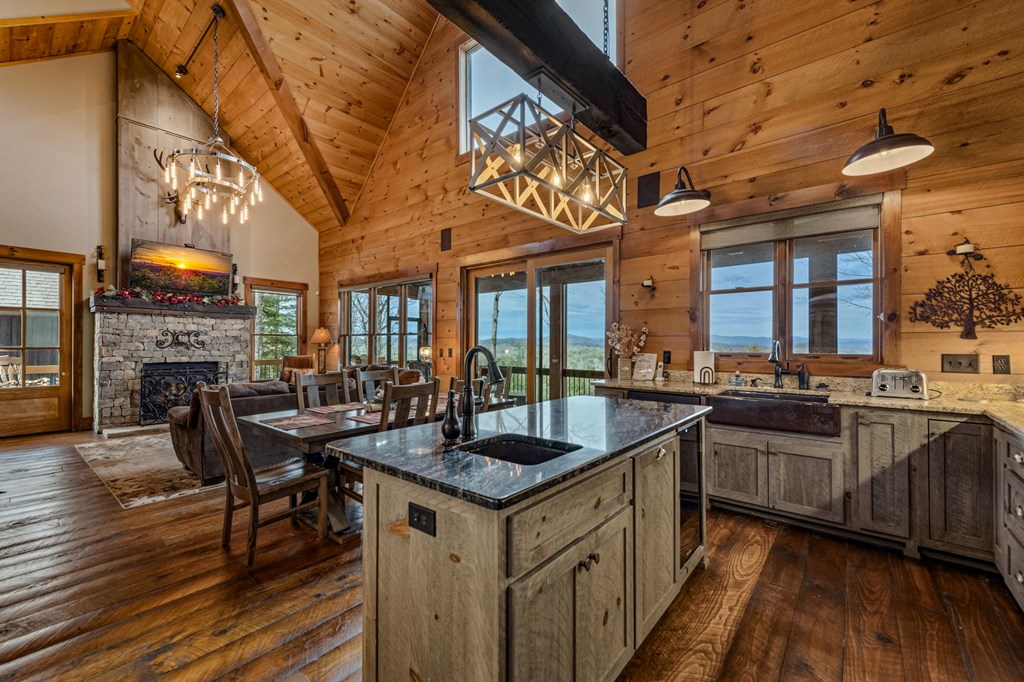 287 Scouts Overlook Lane Morganton, GA 30560 - Photo 17 of 84 a kitchen with stainless steel appliances granite countertop a sink and wooden cabinets