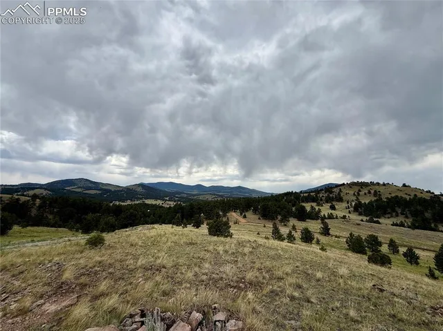 a view of a lake with houses in back