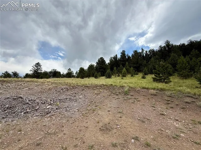 a view of a town with mountains in the background