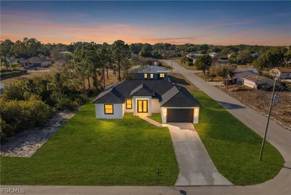 an aerial view of a house