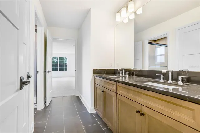 a view of a swimming pool with an ocean view