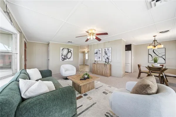 a living room with furniture