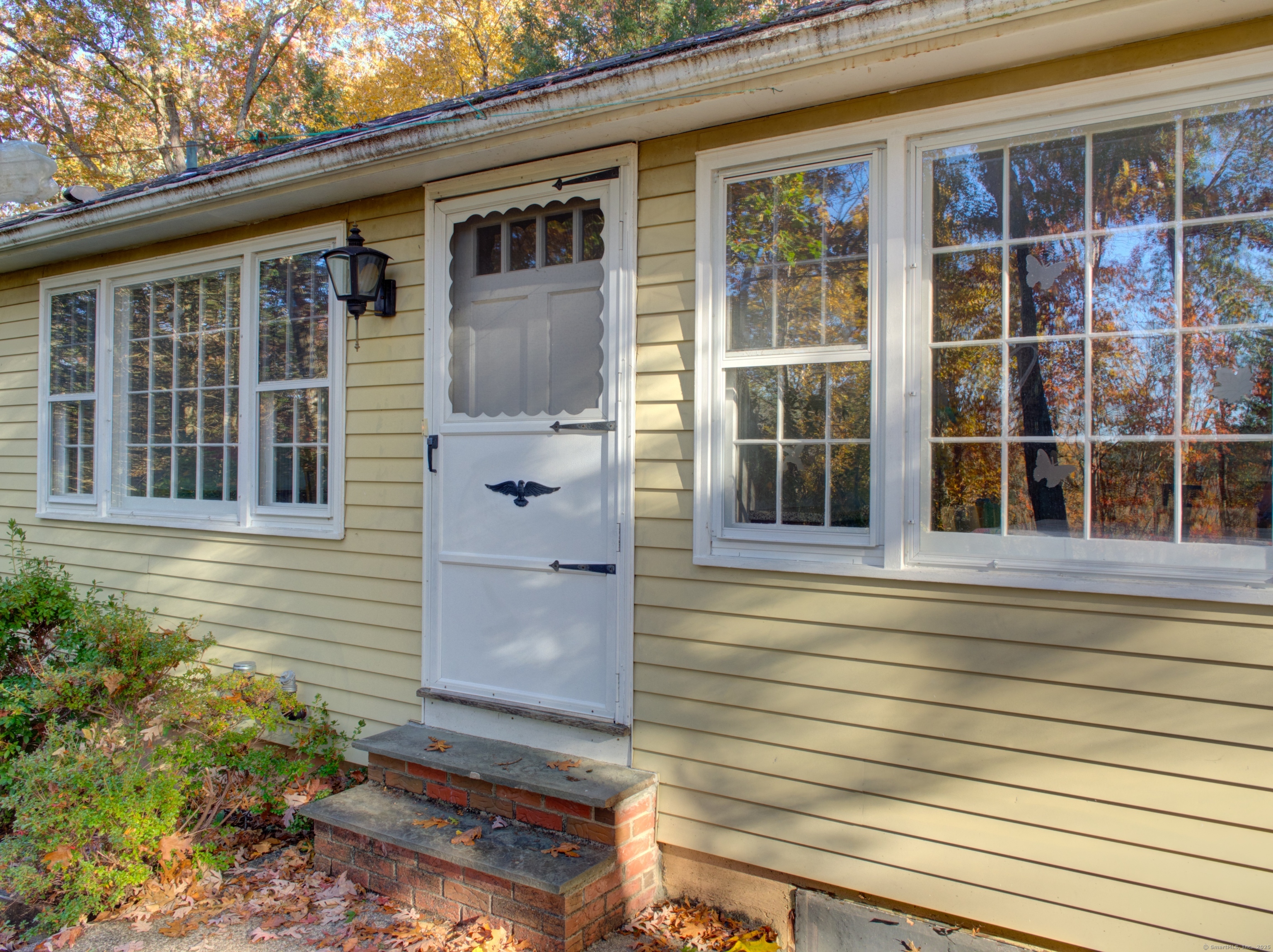 a front view of a house with a window