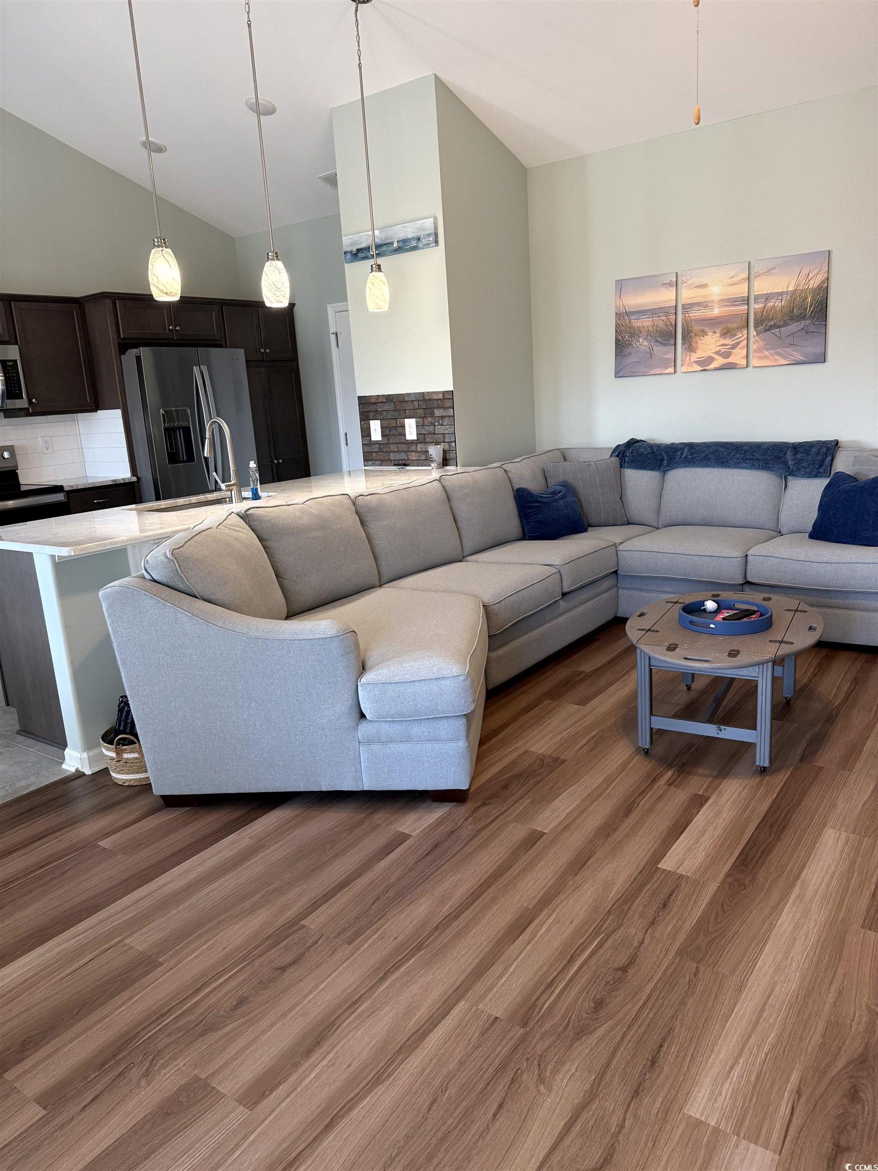 257 Maiden's Choice Drive Conway, SC 29527 - Photo 6 of 29 Living room with lofted ceiling and light wood-style flooring