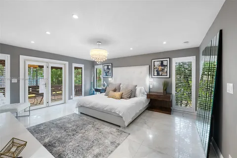 a bedroom with a bed and a flat tv screen on dresser