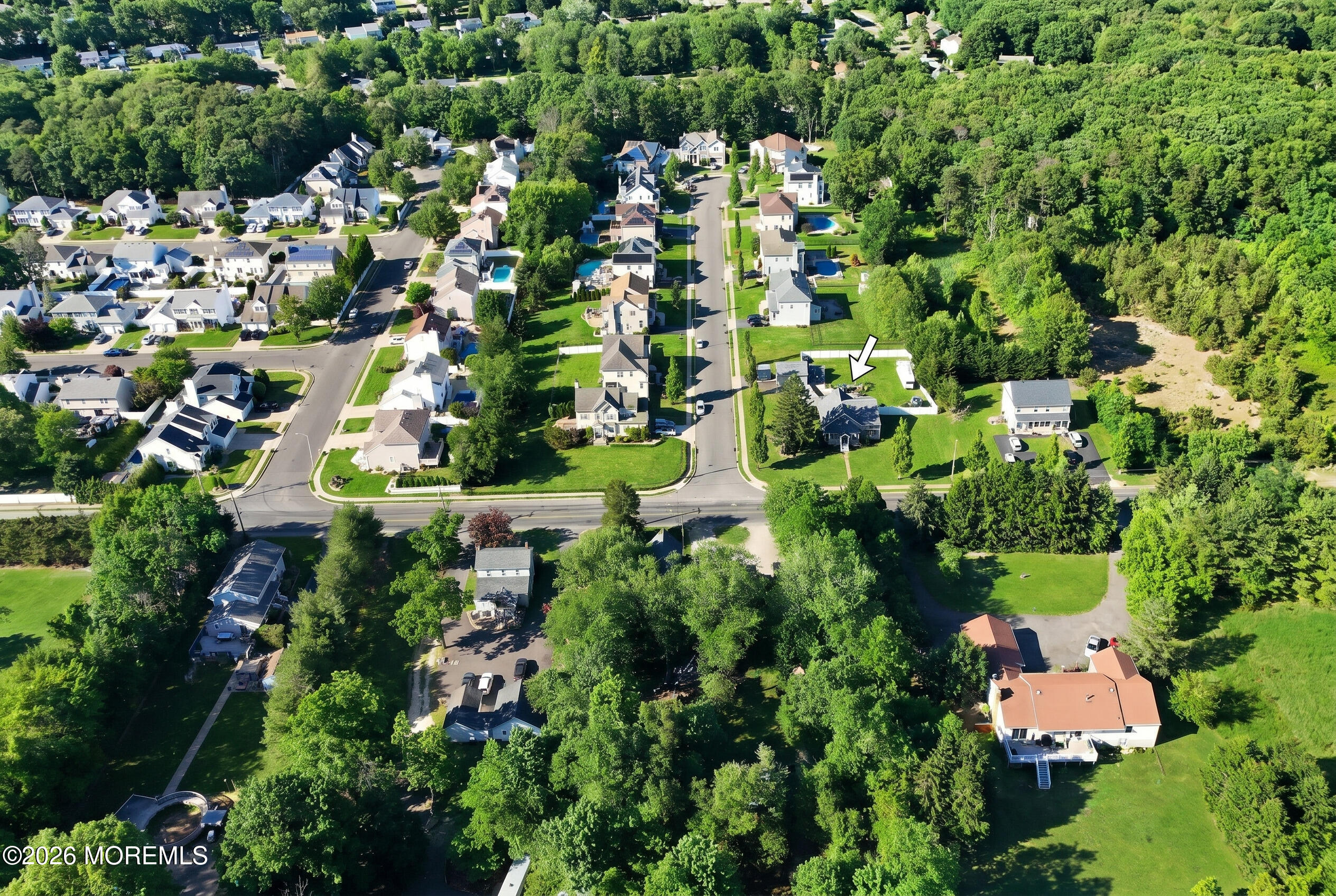 181 Locust Avenue Howell, NJ 07731 - Photo 60 of 66 an aerial view of residential house with outdoor space and trees all around