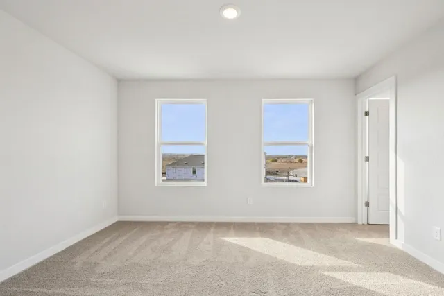 a view of a big room with closet and windows