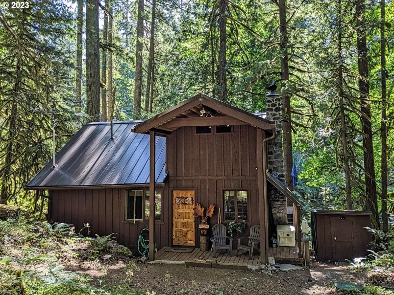 27558 Still Creek Road Rhododendron, OR 97049 - Photo 1 of 37 a front view of a house with garden