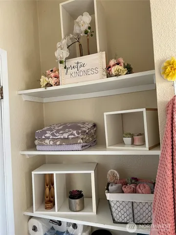 a view of table and mirror