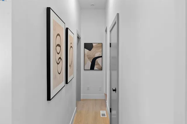 a view of a hallway with elevator