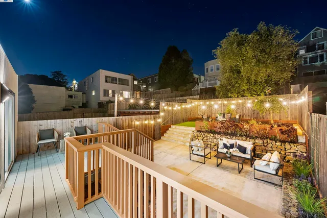 a view of a balcony with chairs