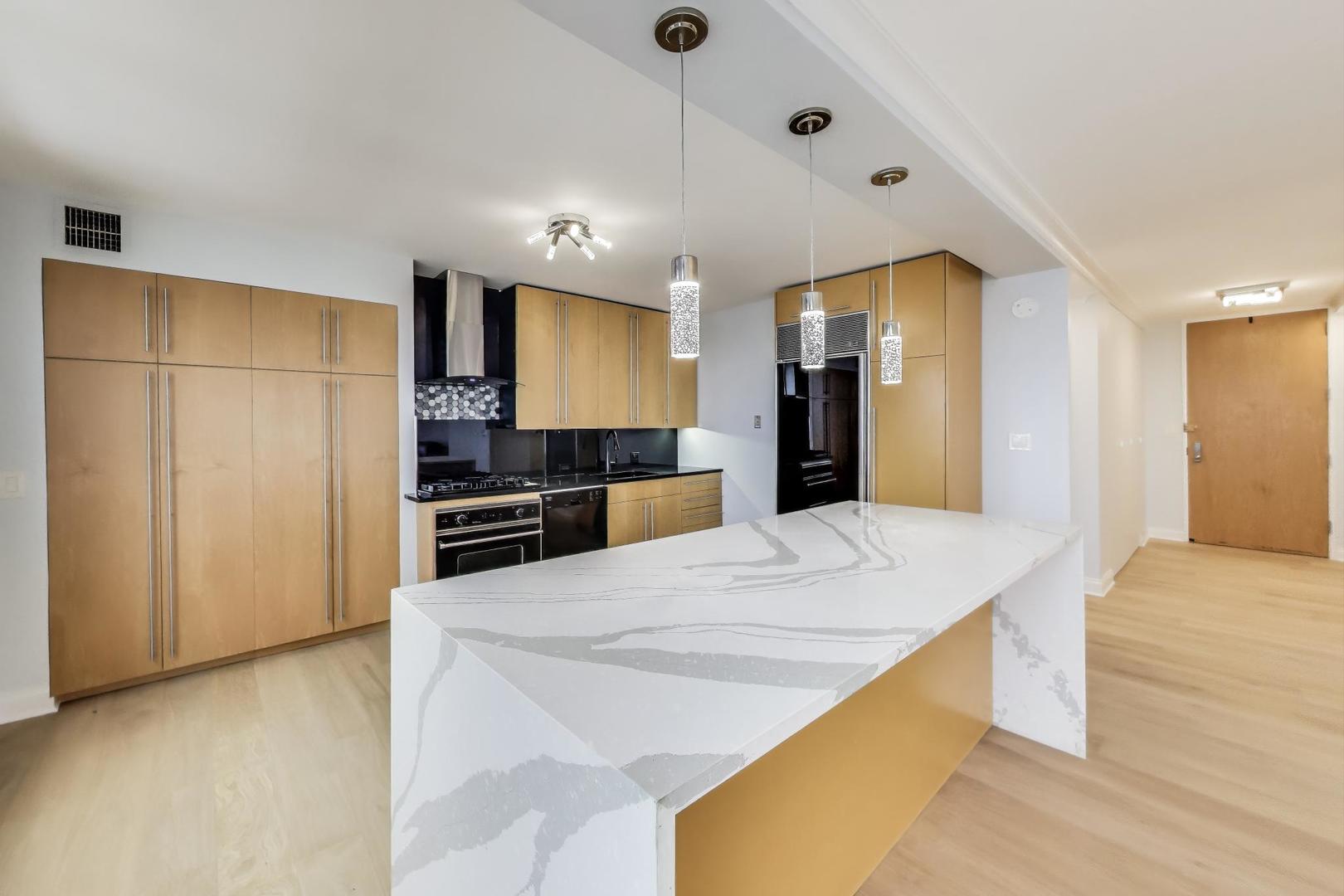 5201 South Cornell Avenue, Unit 20E Chicago, IL 60615 - Photo 5 of 20 a large kitchen with kitchen island a counter space a sink and stainless steel appliances