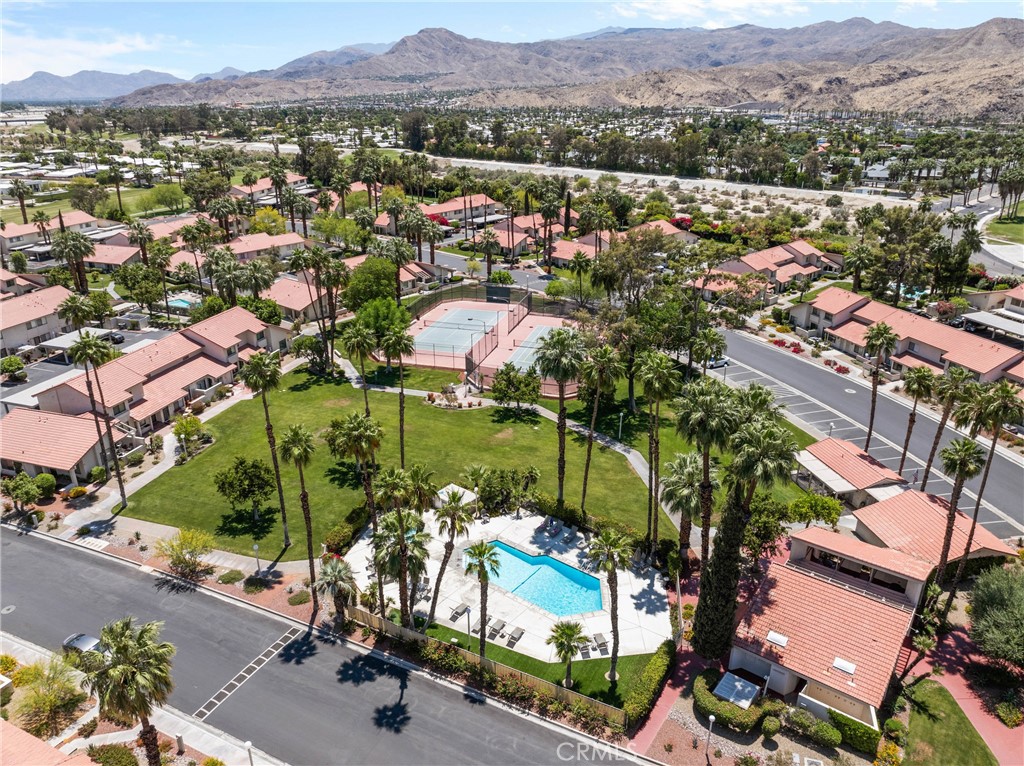 6134 Arroyo Road, Unit 3 Palm Springs, CA 92264 - Photo 34 of 35 an aerial view of residential houses with outdoor space and river view