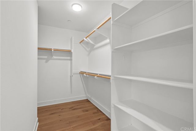 a view of an empty walk in closet