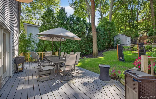 a view of a garden with a fountain