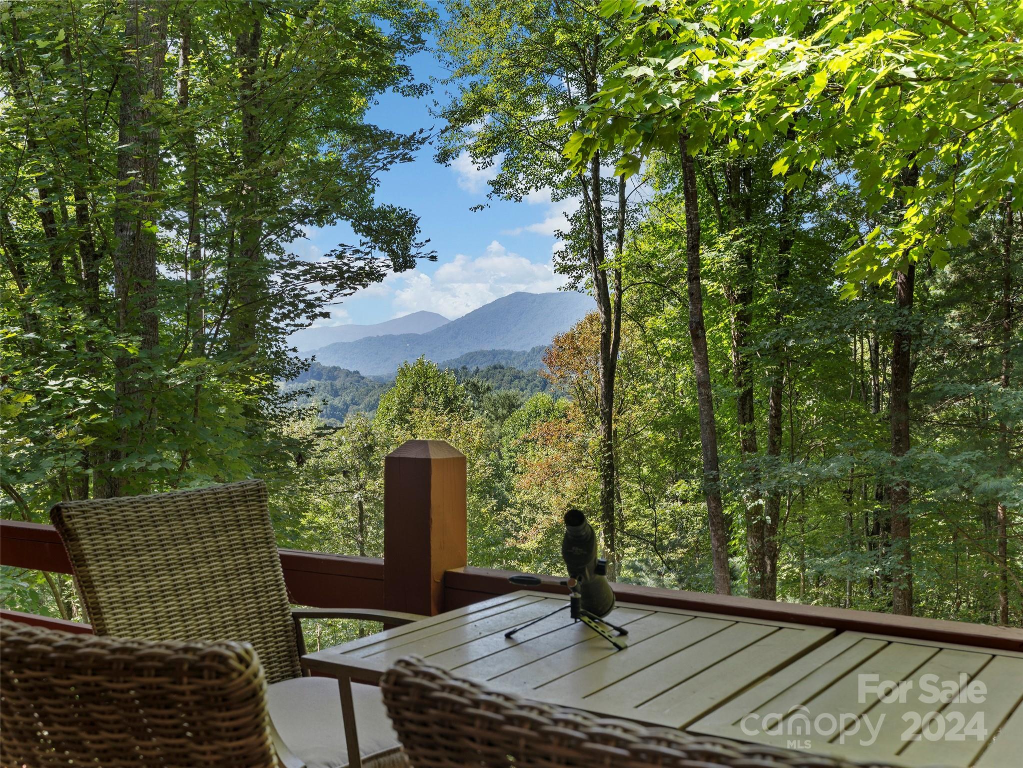 25 Dawn Valley Road Waynesville, NC 28785 - Photo 13 of 46 a view of a roof deck with wooden fence and a bench