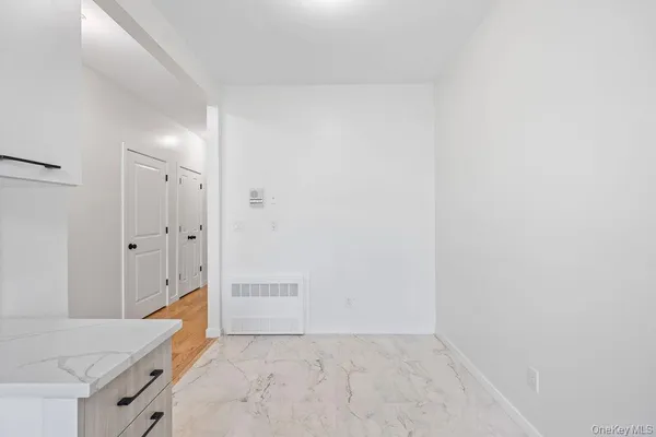 a view of a bathroom with wooden floor