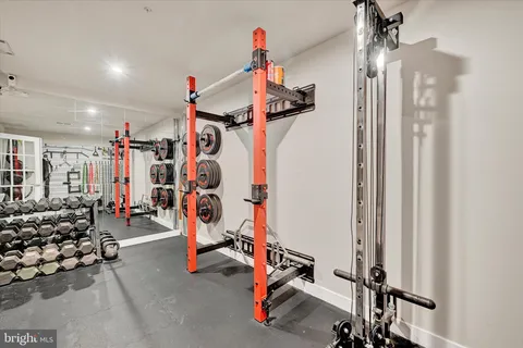 a view of a room with gym equipment