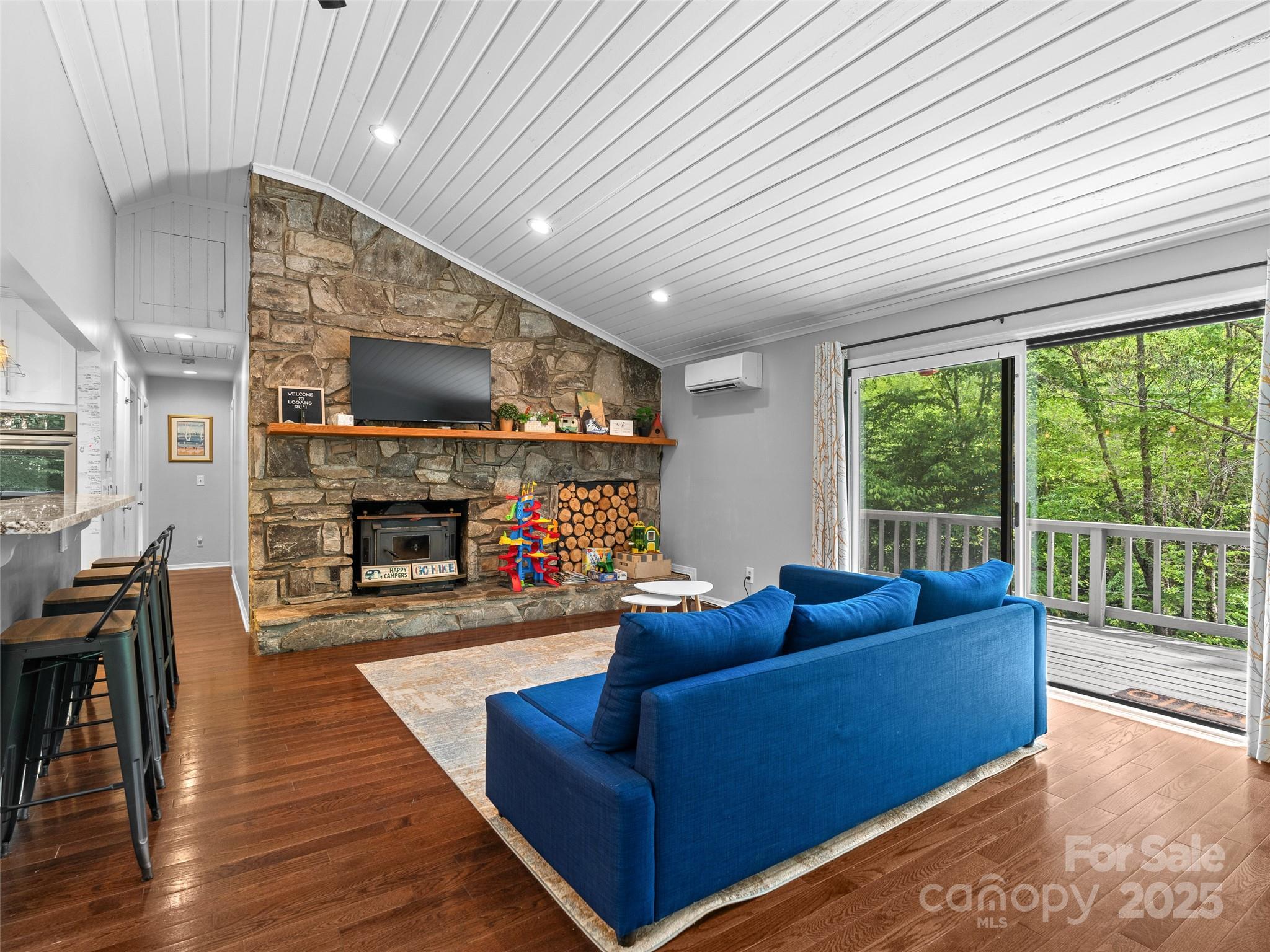 220 Deer Run Road Canton, NC 28716 - Photo 5 of 46 a living room with furniture a fireplace and a flat screen tv