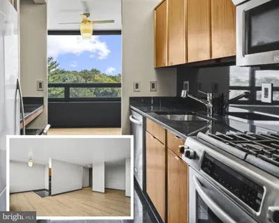 a kitchen with a stove and a microwave