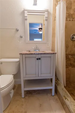 a bathroom with a toilet a sink and mirror