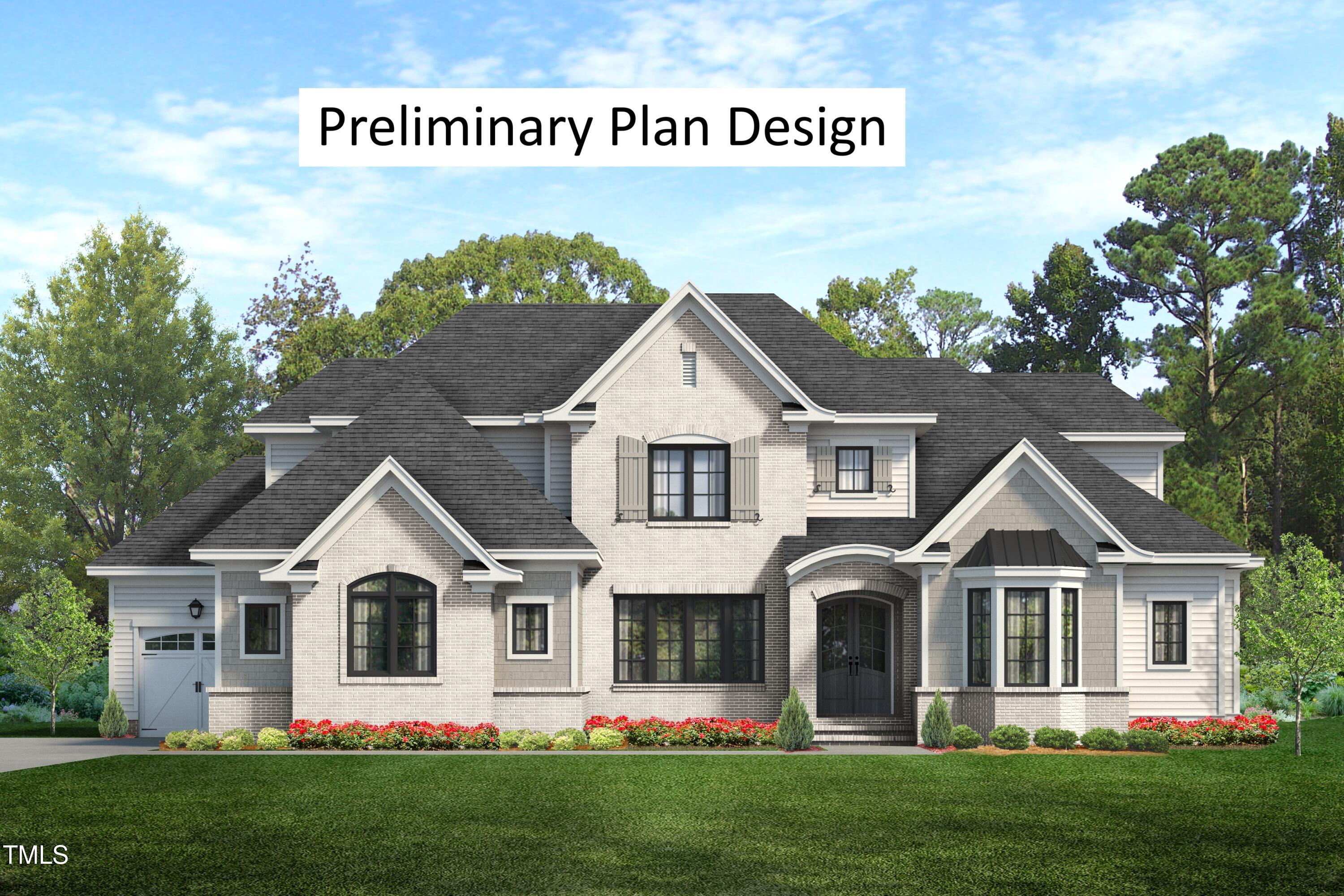 a front view of a house with a garden and trees