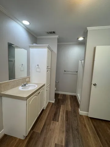 a bathroom with a sink a mirror and a toilet