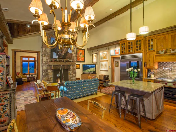 a view of a living room with fireplace