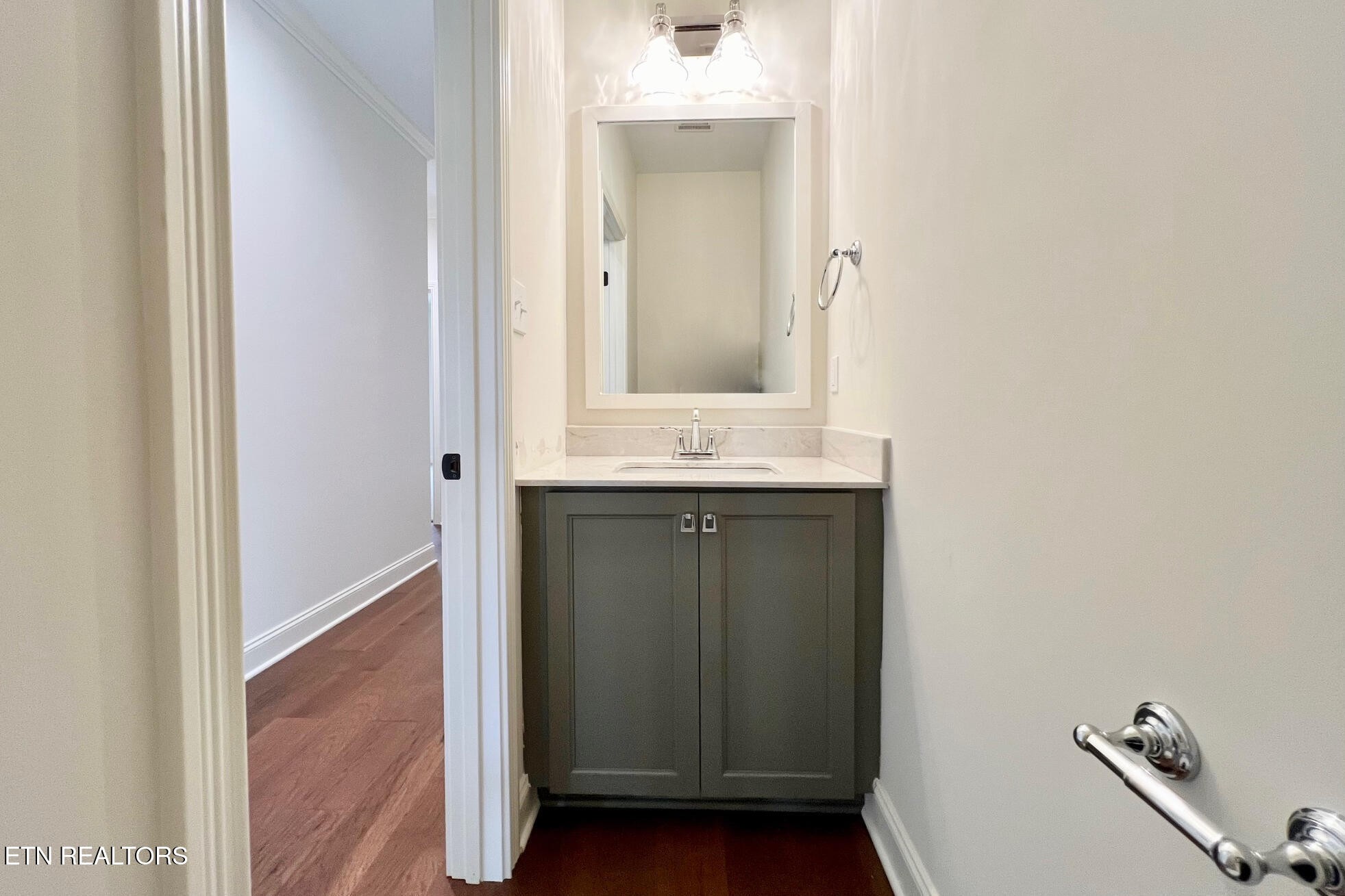 1209 Madison Oaks Road Knoxville, TN 37924 - Photo 22 of 35 a bathroom with a granite countertop sink and a mirror