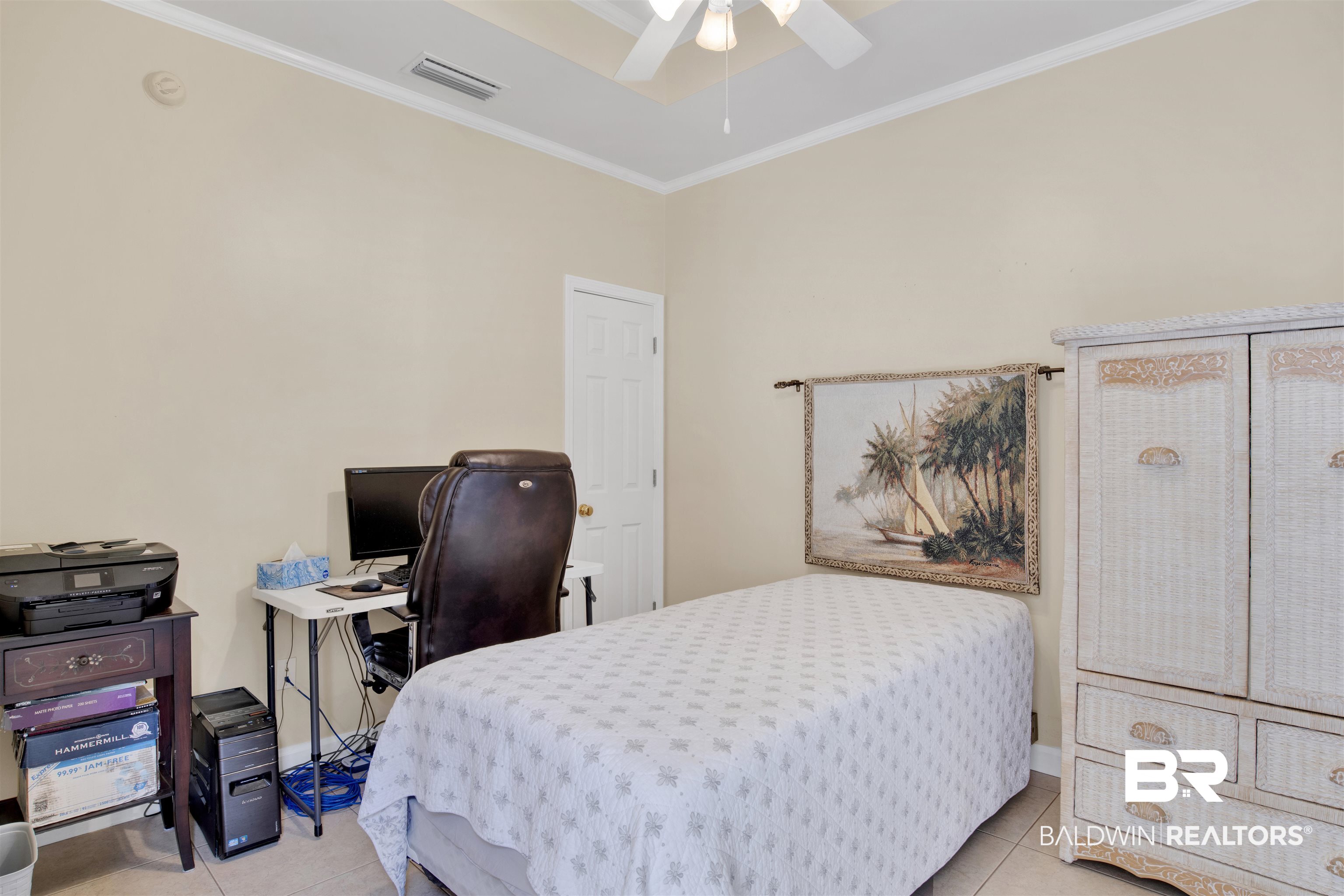 638 Southern Way Daphne, AL 36527 - Photo 18 of 26 Tiled bedroom featuring crown molding and ceiling fan