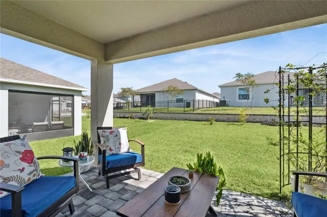 a building outdoor space with patio furniture