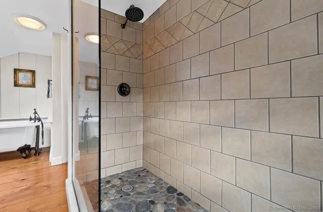 a bathroom with a shower