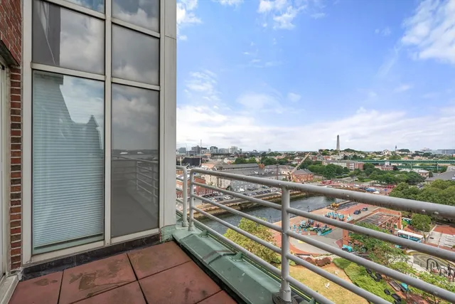 a view of terrace with city view