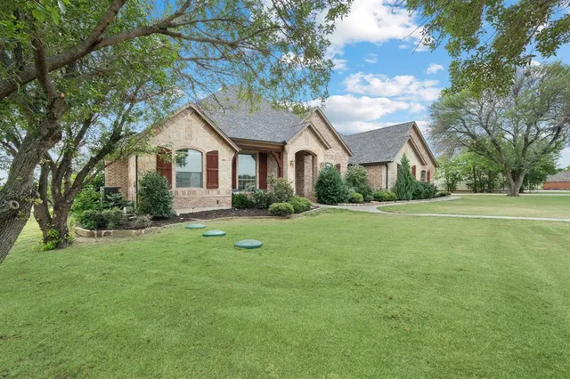 a front view of a house with garden and tree
