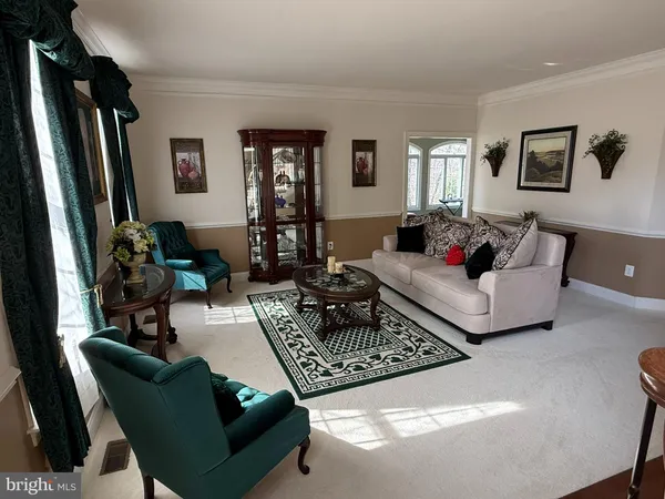 a living room with furniture rug and window