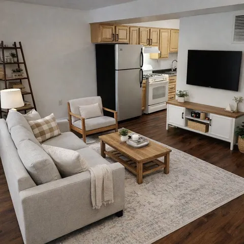 a living room with furniture and a flat screen tv