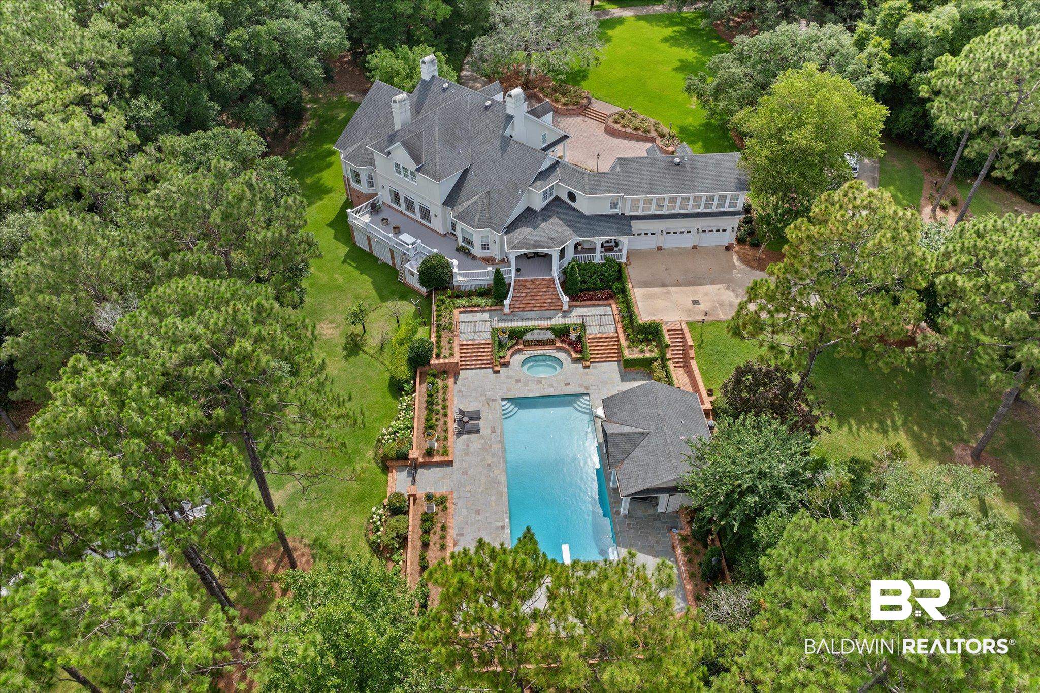 8561 Dawes Lake Road Mobile, AL 36619 - Photo 50 of 63 Aerial view of property and surrounding area featuring a pool area