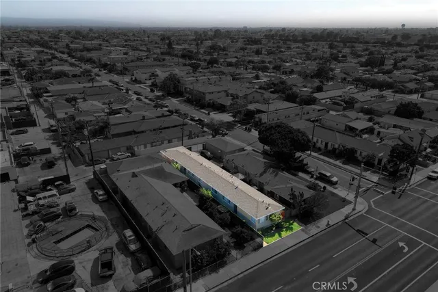 an aerial view of a residential building