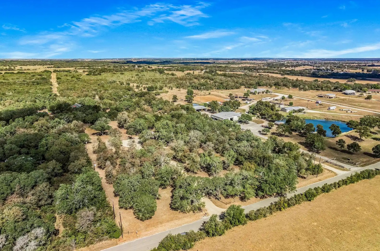 486 Westwood Road Lockhart, TX 78644 - Photo 29 of 29 Amazing aerial view of such a desirable acreage over 4.5 acres in the countryside of Lockhart but close to the city/toll road