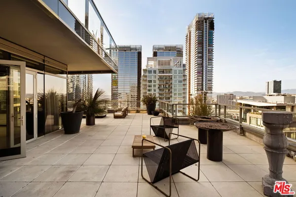a view of balcony with seating space