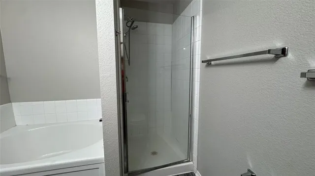 a bathroom with a bathtub