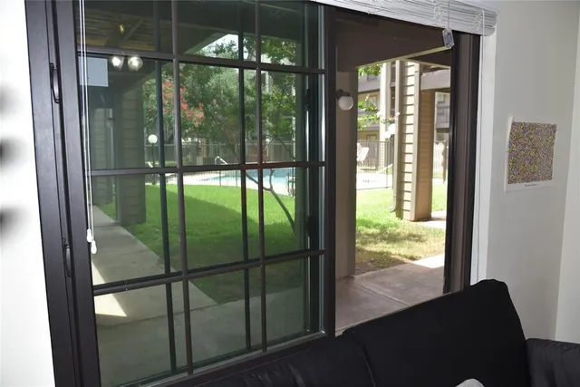 a view of a glass door