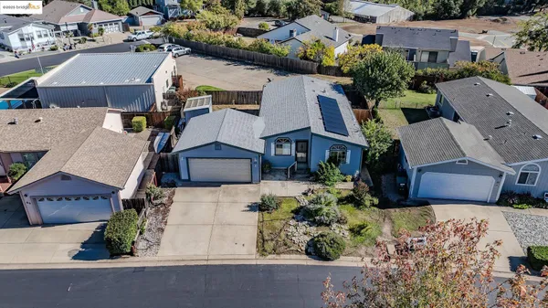 an aerial view of a house